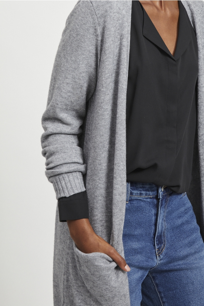 VIRIL LONG L/S KNIT CARDIGAN NOOS - 14042770 Medium Grey Melange